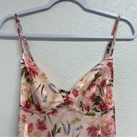 Lulus Alaia Blush Multi Floral Satin Backless Midi Dress Pink Size Medium NWT - Picture 7 of 14